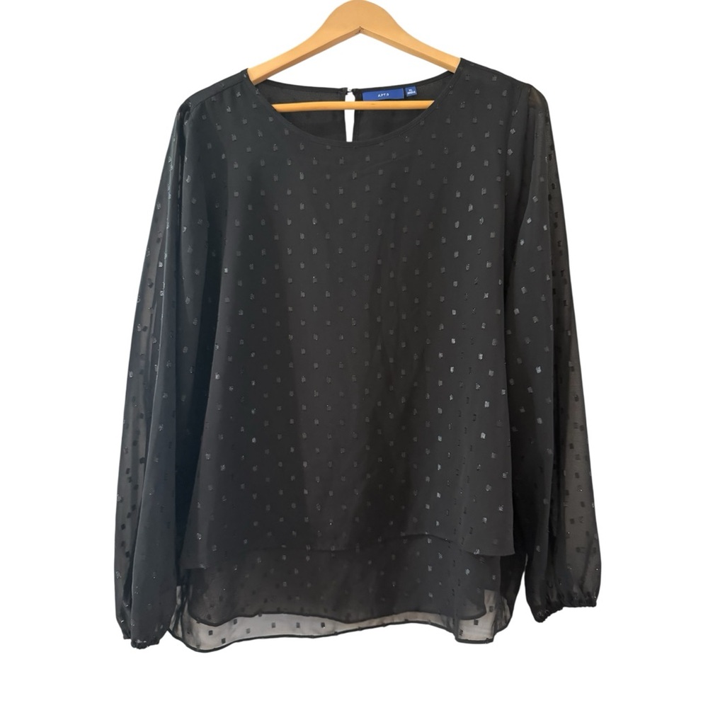 Apt. 9 Black Relaxed Fit Long Sleeve Blouse